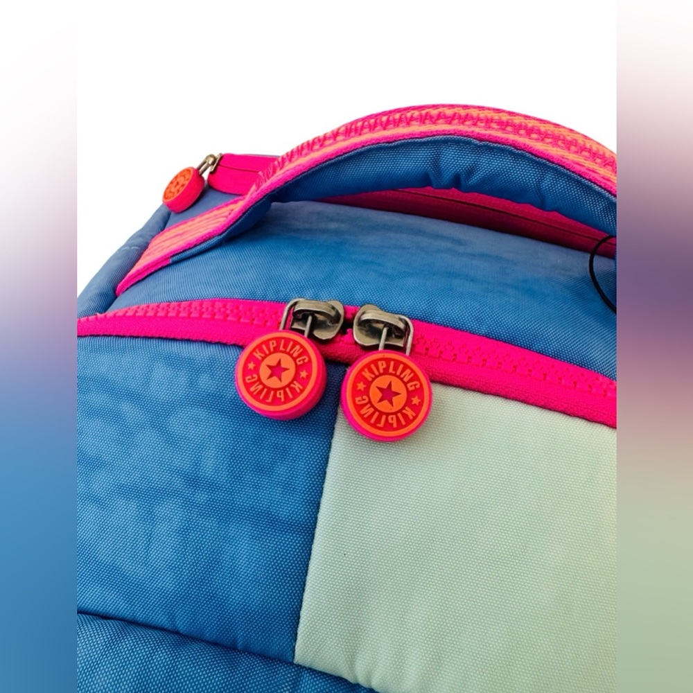 Kipling New Zea 15" Laptop Rolling Backpack Blue Bouncy - Picture 5 of 7